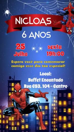 Convite de Aniversário Homem-Aranha Digital para Editar