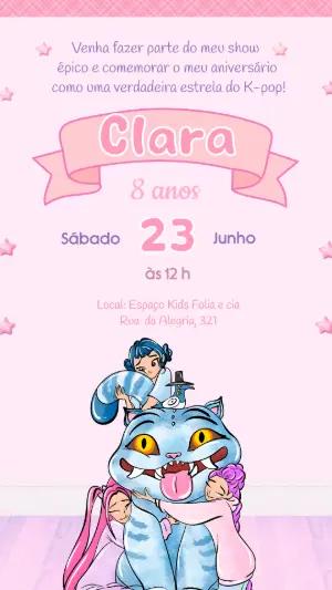 Convite de Aniversário Guerreiras do Kpop Editável