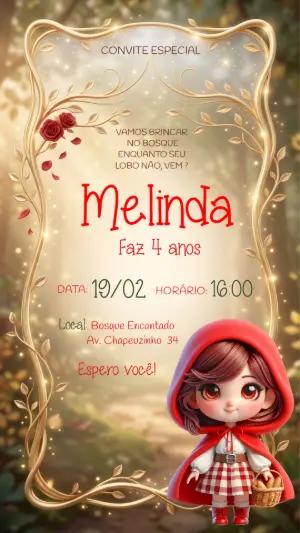 Convite de Aniversário Chapeuzinho Vermelho Editável Online