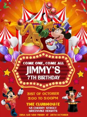 Mickey Mouse Circus Birthday Invitation to Edit Online