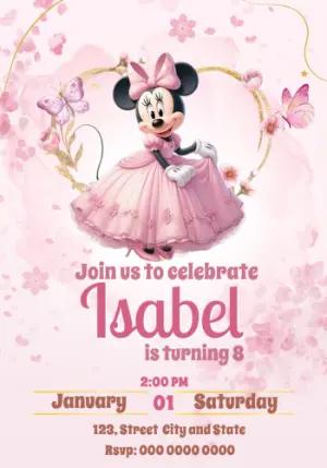 Minnie Mouse Princess Birthday Invitation to Edit Online