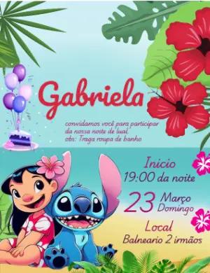 Convite Aniversário Lilo & Stitch Tropical para Editar Online