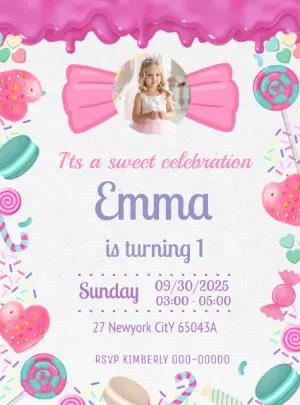 Editable Sweet Celebration Candy Birthday Invitation Template