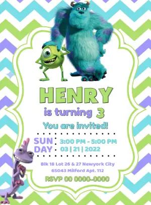 Monsters, Inc. Birthday Invitation to Edit Online