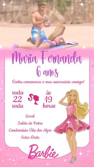 Convite Animado Aniversário Barbie para Editar Online