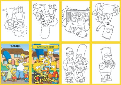 Livrinho de Colorir Os Simpsons para Aniversário Editável