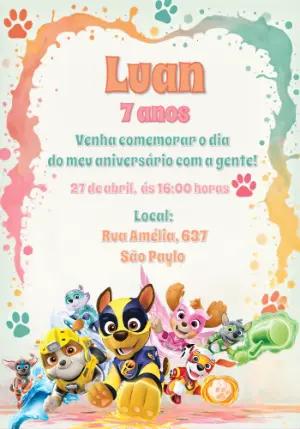 Convite Aniversário Patrulha Canina para Editar Online