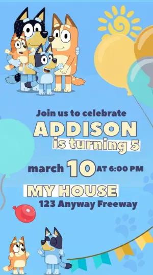 Editable Bluey Themed Birthday Invitation for Kids