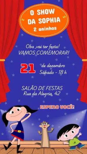 Convite de Aniversário Show da Luna para Menina Editável