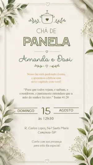 Convite Chá de Panela Floral Verde para Editar Online