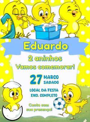 Convite Aniversário Pintinho Amarelinho para Editar Online