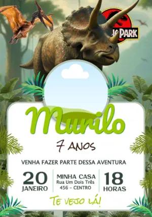 Convite Digital Editável Aniversário Tema Dinossauros