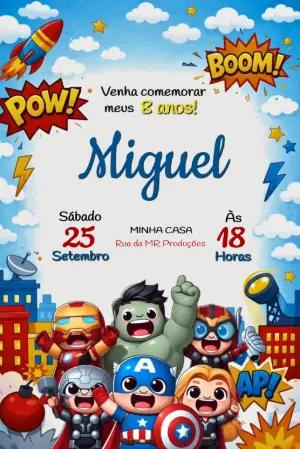 Vídeo Convite de Aniversário Vingadores Baby para Editar
