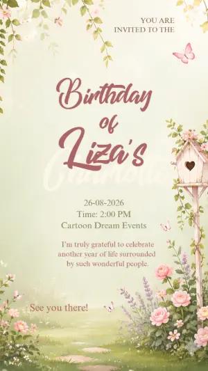 Floral Garden Birthday Invitation - Editable Digital Template