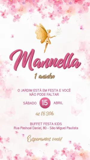 Convite Aniversário Jardim das Fadas para Editar Online