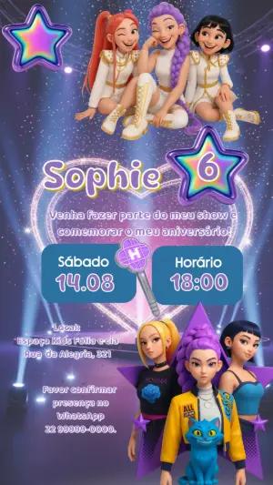 Convite de Aniversário Hype House Pop Star para Editar