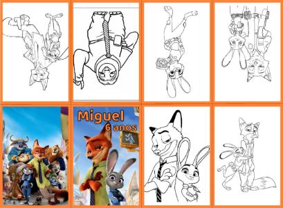 Lembrancinha Zootopia: Livro de Colorir Digital para Editar