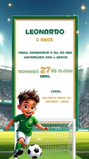 Convite de Aniversário Futebol com Jogador para Editar Online