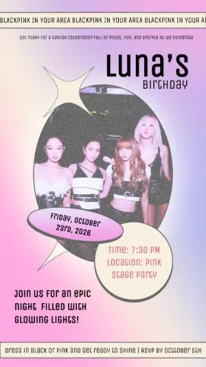 K-pop Birthday Invitation BlackPink | Editable Template