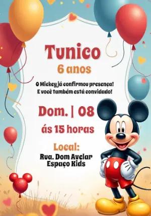 Convite de Aniversário Mickey Mouse para Editar Online