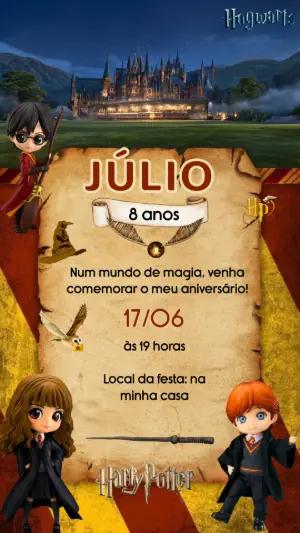 Convite Animado Harry Potter: Vídeo de Aniversário Mágico Editável