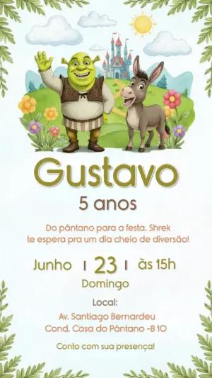 Convite Digital Aniversário Infantil Shrek Modelo Editável