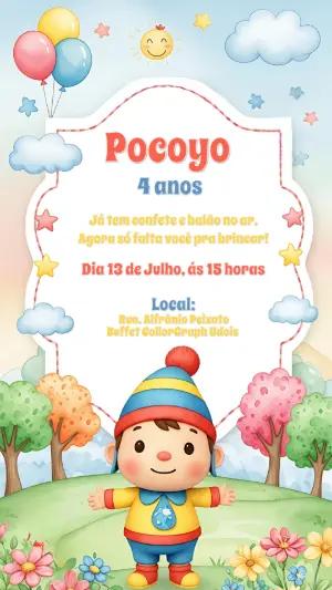 Convite de Aniversário Pocoyo para Editar e Enviar Online