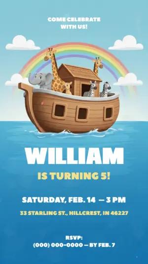 Editable Noah's Ark Birthday Invitation Template