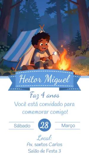 Convite de Aniversário Acampamento Menino para Editar