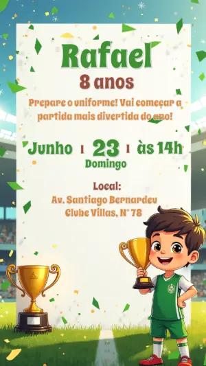 Convite Aniversário Futebol com Jogador para Editar Online
