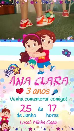 Convite Animado Aniversário Maria Clara e JP para Editar Online