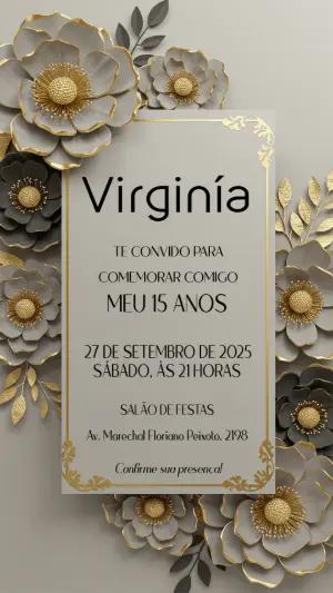Convite de 15 Anos Floral Elegante para Editar