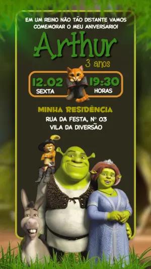 Convite de aniversário Shrek para editar e enviar online