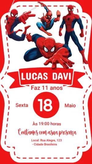 Convite Digital Editável Festa Infantil Tema Homem-Aranha
