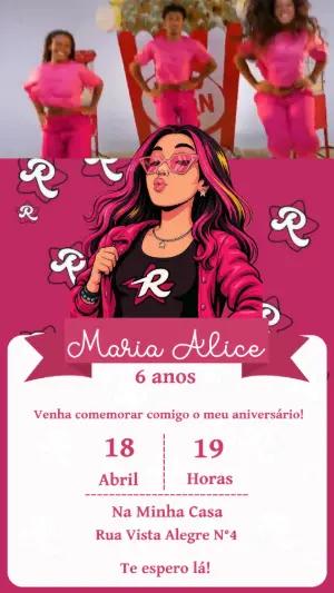 Vídeo Convite de Aniversário Dos Rosa para Editar