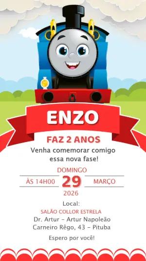 Convite de Aniversário Thomas e Seus Amigos Editável