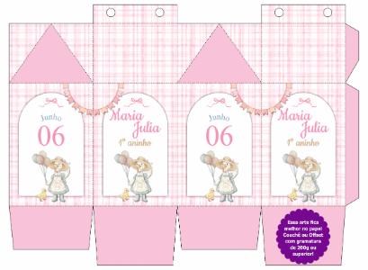 Caixa Milk Aniversário Gansinha Rosa Editável para Imprimir