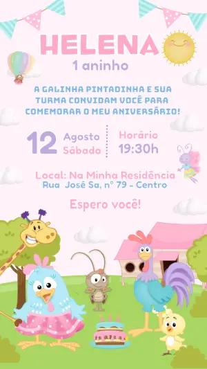Convite Aniversário Galinha Pintadinha Candy para Editar Online