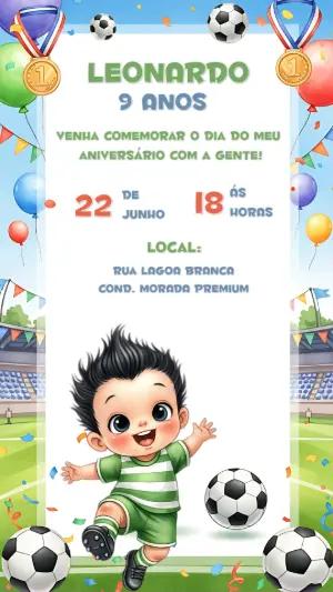 Convite de Aniversário Futebol Menino para Editar Online