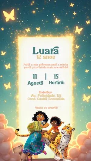 Convite de Aniversário Encanto com Personagens para Editar