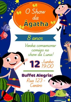 Convite de Aniversário O Show da Luna Colorido para Editar
