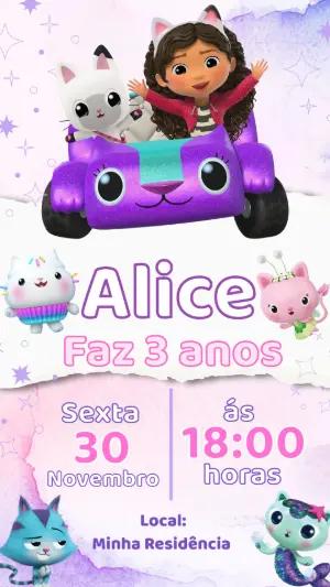 Convite de Aniversário A Casa Mágica da Gabby Editável