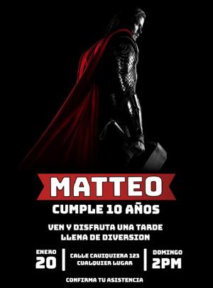 Invitación de Cumpleaños de Thor Oscura para Editar