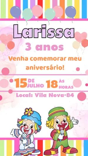 Convite de Aniversário Patati Patatá Colorido para Editar