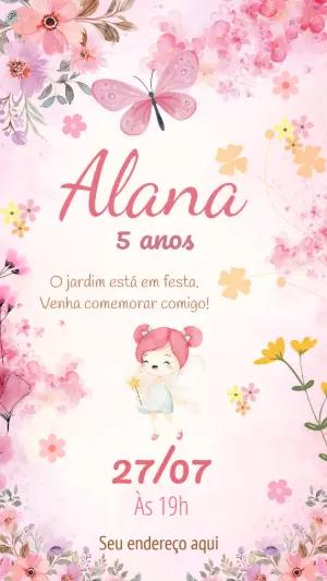 Convite Aniversário Jardim das Borboletas para Editar Online