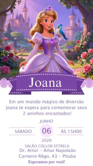 Convite Aniversário Princesa Reino Encantado para Editar