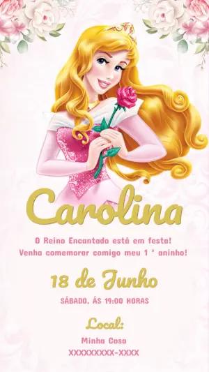 Convite Aniversário Princesa Aurora para Editar Online