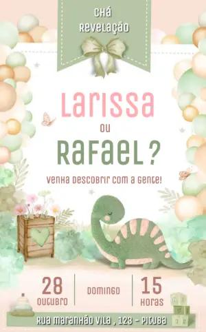 Convite Chá Revelação Dinossauro Baby para Editar Online
