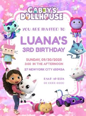 Gabby's Dollhouse Birthday Invitation Editable Online