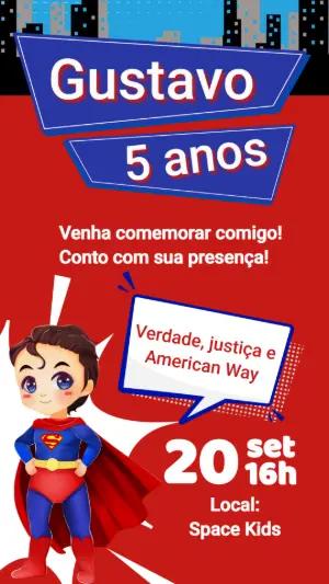 Convite Animado Aniversário Super Homem para Editar Online